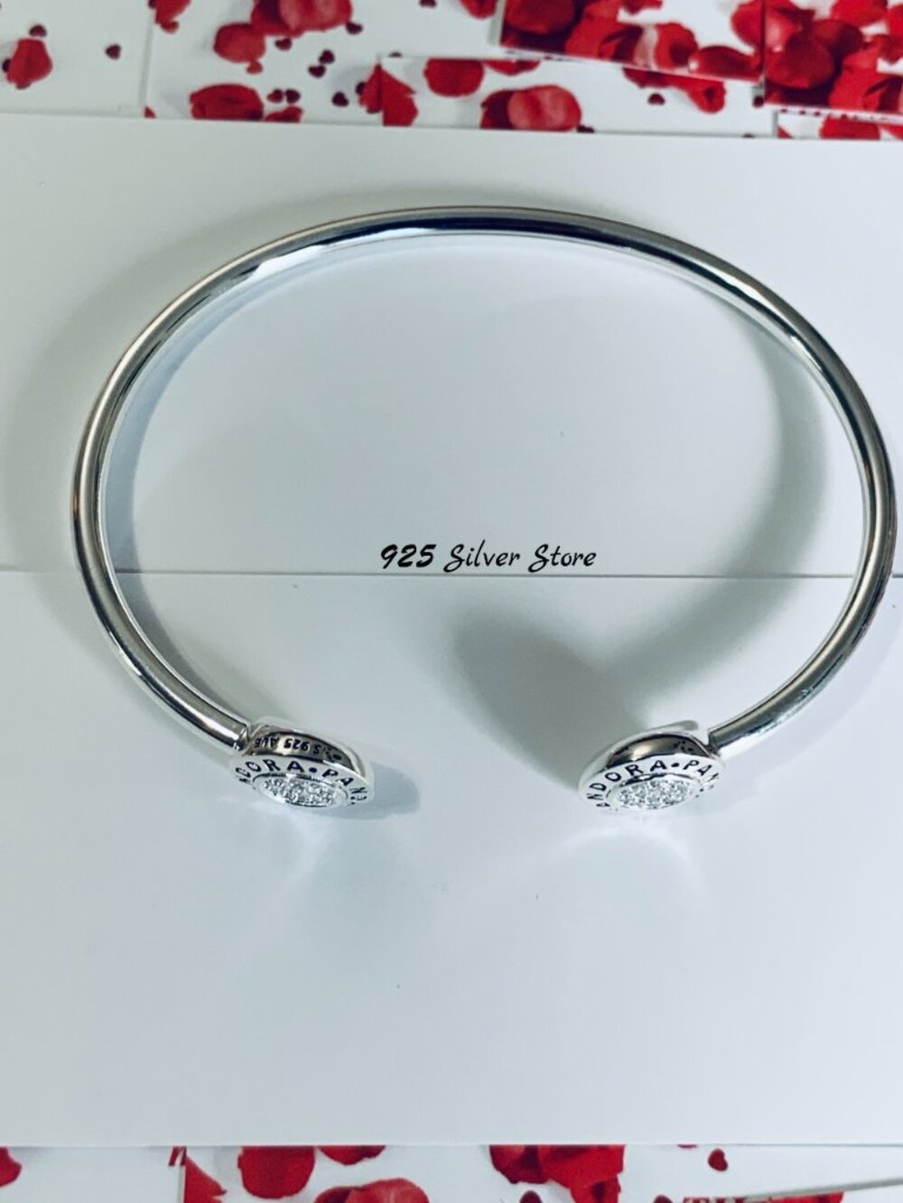 NEW authentic pandora silver open bangle bracelet - Picture 6 of 7